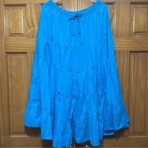 India Arts Turquoise Cotton Skirt One Size